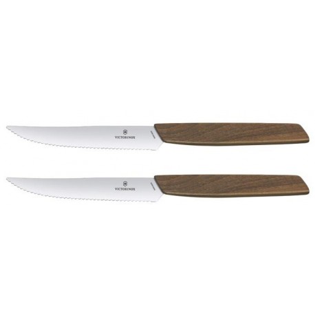 2 couteaux à steak Victorinox Swiss Modern 6.9000.12WG - lame à dents 12cm
