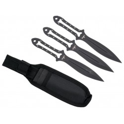 Jeu 3 couteaux lancer Third 10cm inox noir + étui