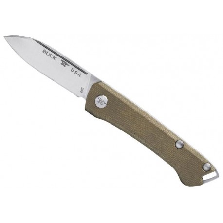 Couteau Buck Saunter Drop point micarta vert 0250GRS