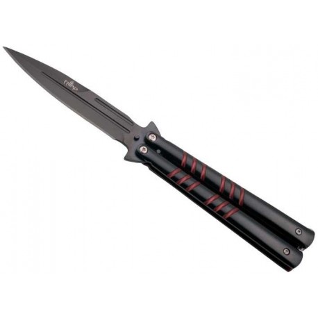 Couteau papillon Third noir rouge 13cm inox