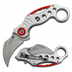 Couteau karambit TAC-FORCE TF-578S alu argent/rouge