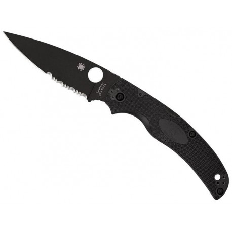 Couteau Spyderco Native Chief tout noir semi-dentée