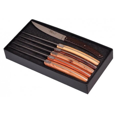 Coffret 6 couteaux Le Thiers Goyon-Chazeau Pirou bois assortis