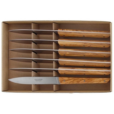 Coffret 6 couteaux de table BJB 1948 olivier