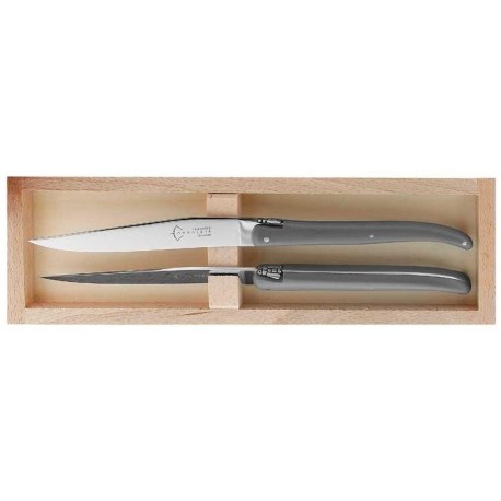 Coffret 2 couteaux de table Laguiole G.David POM gris 23cm