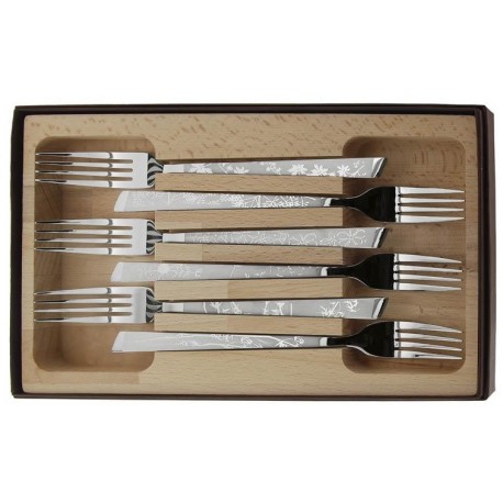 Coffret 6 fourchettes inox décor natura Roger Orfèvre