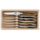 Coffret 6 couteaux de table Laguiole G.David façon corne blonde 23cm