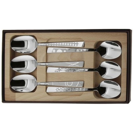 Coffret 6 cuillères à café inox décor maison Roger Orfèvre