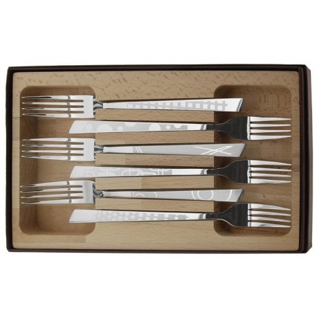 Coffret 6 fourchettes inox décor maison Roger Orfèvre