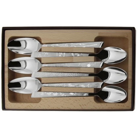 Coffret 6 cuillères de table inox décor Natura Roger Orfèvre