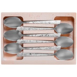 Coffret 6 cuillères de table inox décor fleuris Roger Orfèvre