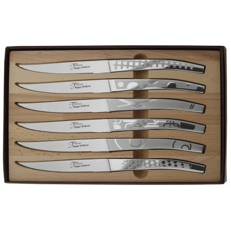 Coffret 6 couteaux de table Le Thiers inox décor Maison Roger Orfèvre