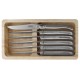 Coffret 6 coutaeux de table Laguiole G.David plein manche inox mat 23cm