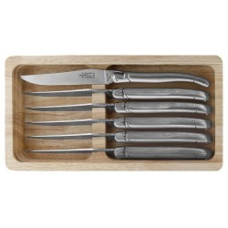 Coffret 6 coutaeux de table Laguiole G.David plein manche inox mat 23cm