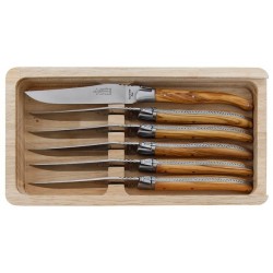 Coffret 6 couteaux de table Laguiole G.David olivier 23cm