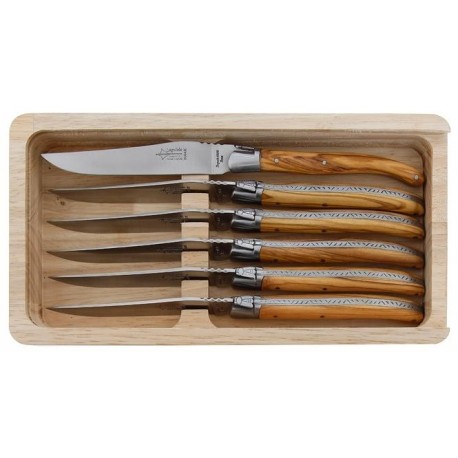 Coffret 6 couteaux de table Laguiole G.David olivier 23cm