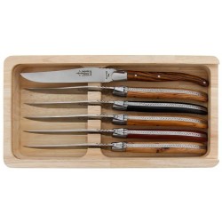 Coffret de 6 couteaux de table Laguiole G.David bois assortis 23cm