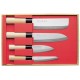 Coffret 4 pièces SekiRyu Nakiri + Santoku + Kodeba + Petty