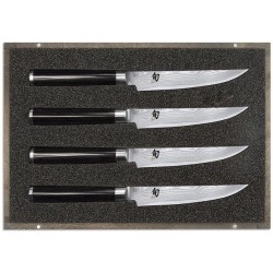 Coffret bois 4 couteaux à steak Kai Shun Damas inox