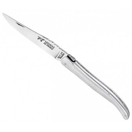 Couteau Laguiole Le Fidèle plein manche alu satiné 12cm inox