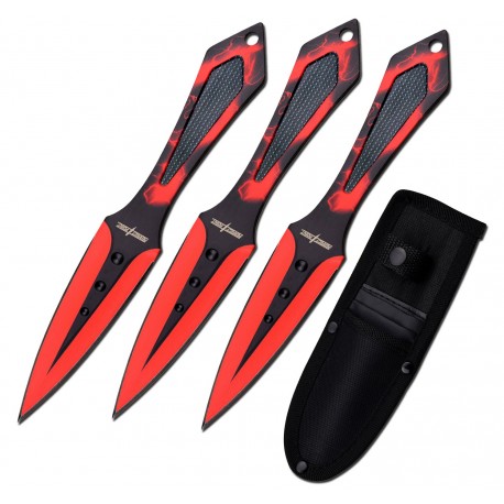 Lot de 3 couteaux de lancer Perfect Point noir/rouge PP-134-3