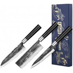 Coffret 3 couteaux Super 5 Samura damas