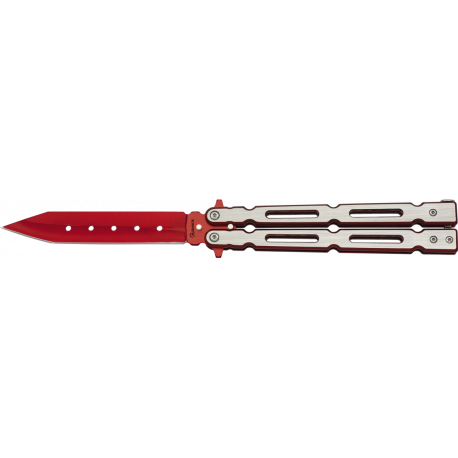 Couteau papillon Boker Plus Balisong Trainer lame Acier inox 103 mm manche  g10 rouge