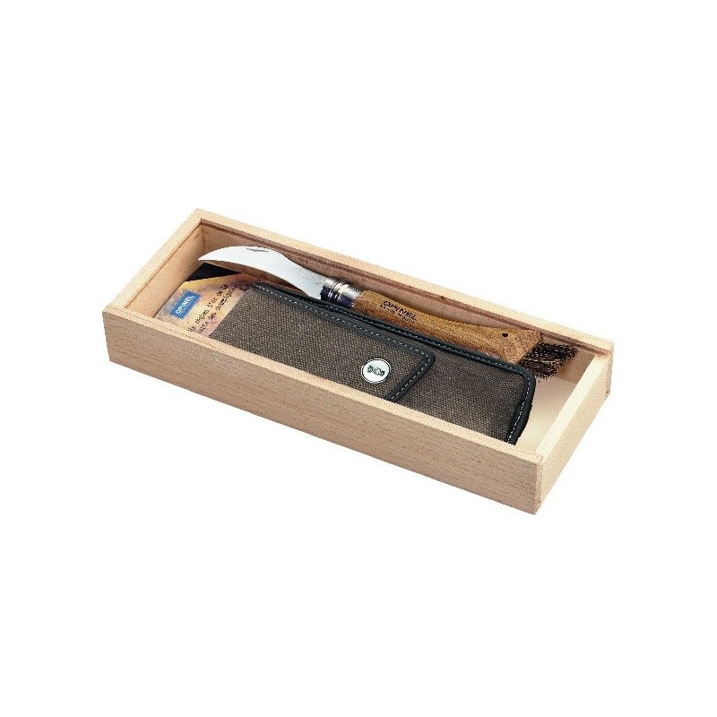 couteau A champignons avec manche en bois et lame en acier de 19 cm avec  brosse