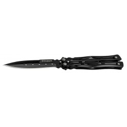 Couteau papillon d'entrainement en métal noir manche 13 cm